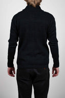 FISHERMAN full zip, black melange