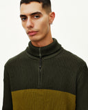 PAS NORMAL Off-Race Merino Knit Half-Zip, olive