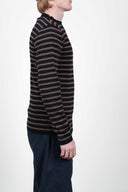 NAVAL crew neck, navy blue / tag brown