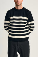 GIVEN-III crew neck | rund hals, navy blue / natural white