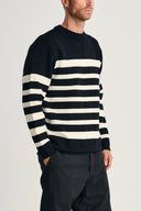 GIVEN-III crew neck | rund hals, navy blue / natural white