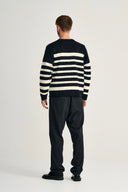 GIVEN-III crew neck | rund hals, navy blue / natural white
