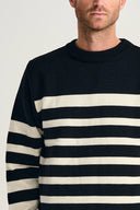 GIVEN-III crew neck | rund hals, navy blue / natural white