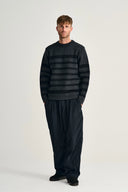 GIVEN-III crew neck | rund hals, molten grey / navy blue