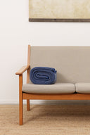 LOYAL blanket, shiny blue matte white