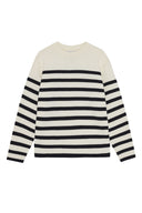 GIVEN-II crew neck | rund hals, natural white / navy blue (f)