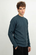 ROENTGEN-II crew neck | rund hals, faded mineral blue (f)