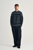 GIVEN-III crew neck, shadow blue / navy blue